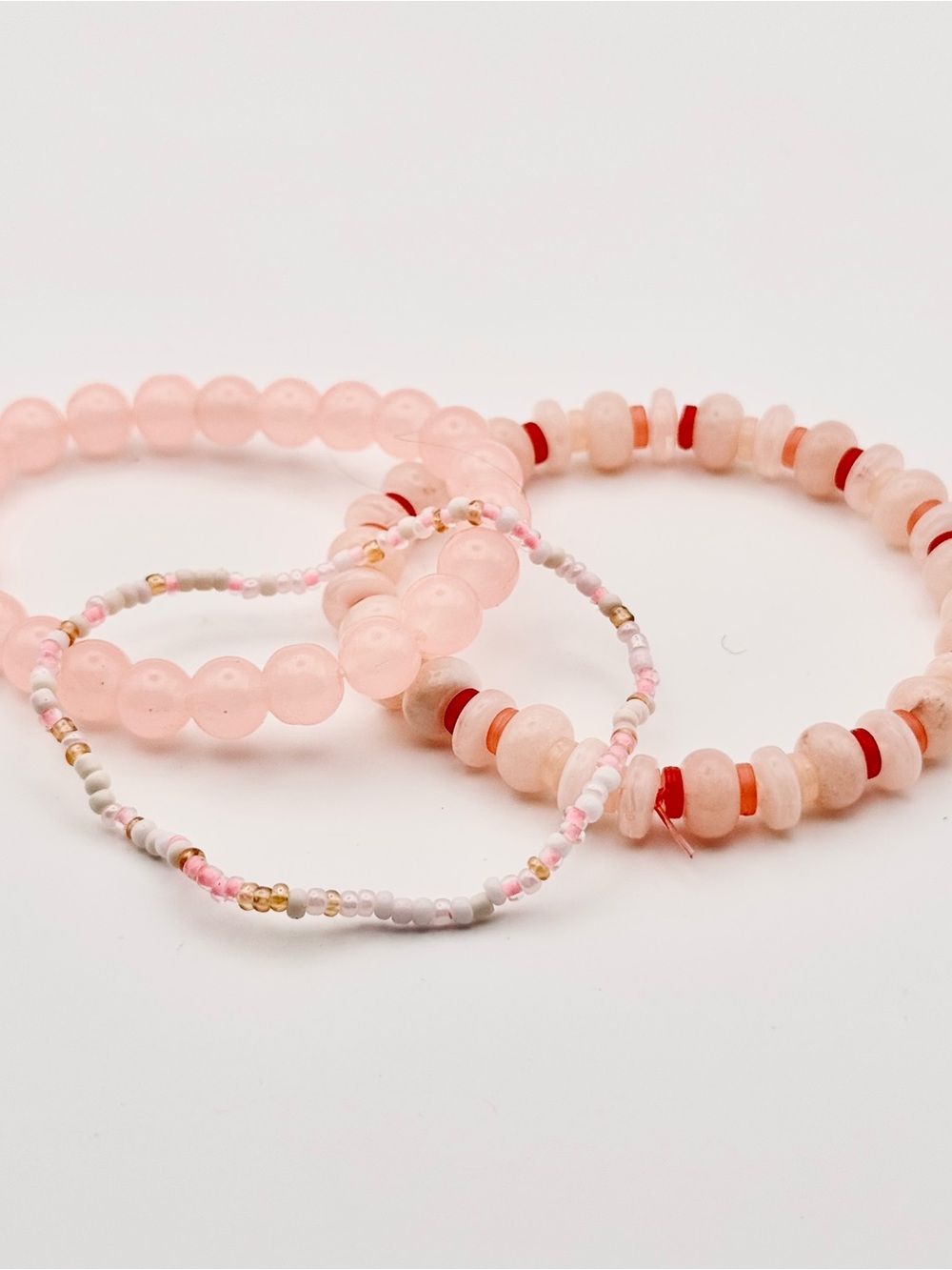 Hand Crafted Pink Beaded Bracelet Set